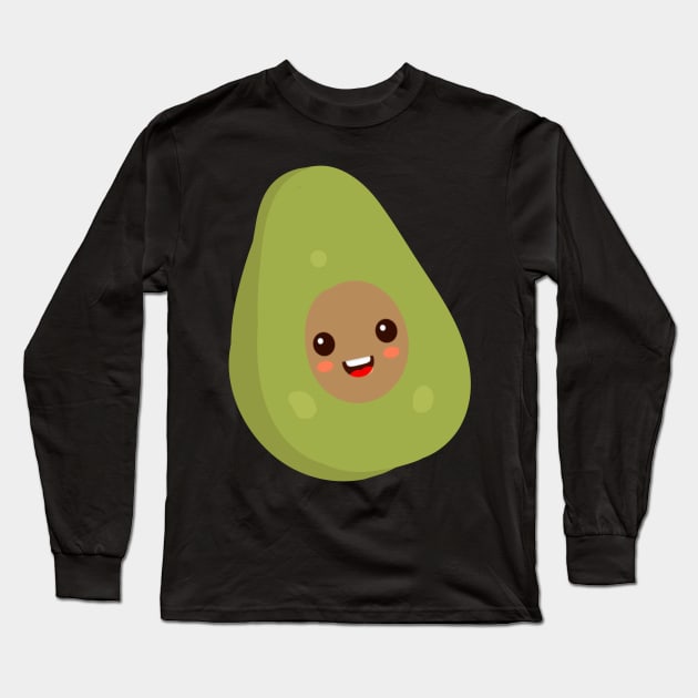 Cute Chibi Kawaii Avocado Long Sleeve T-Shirt by broadwaygurl18